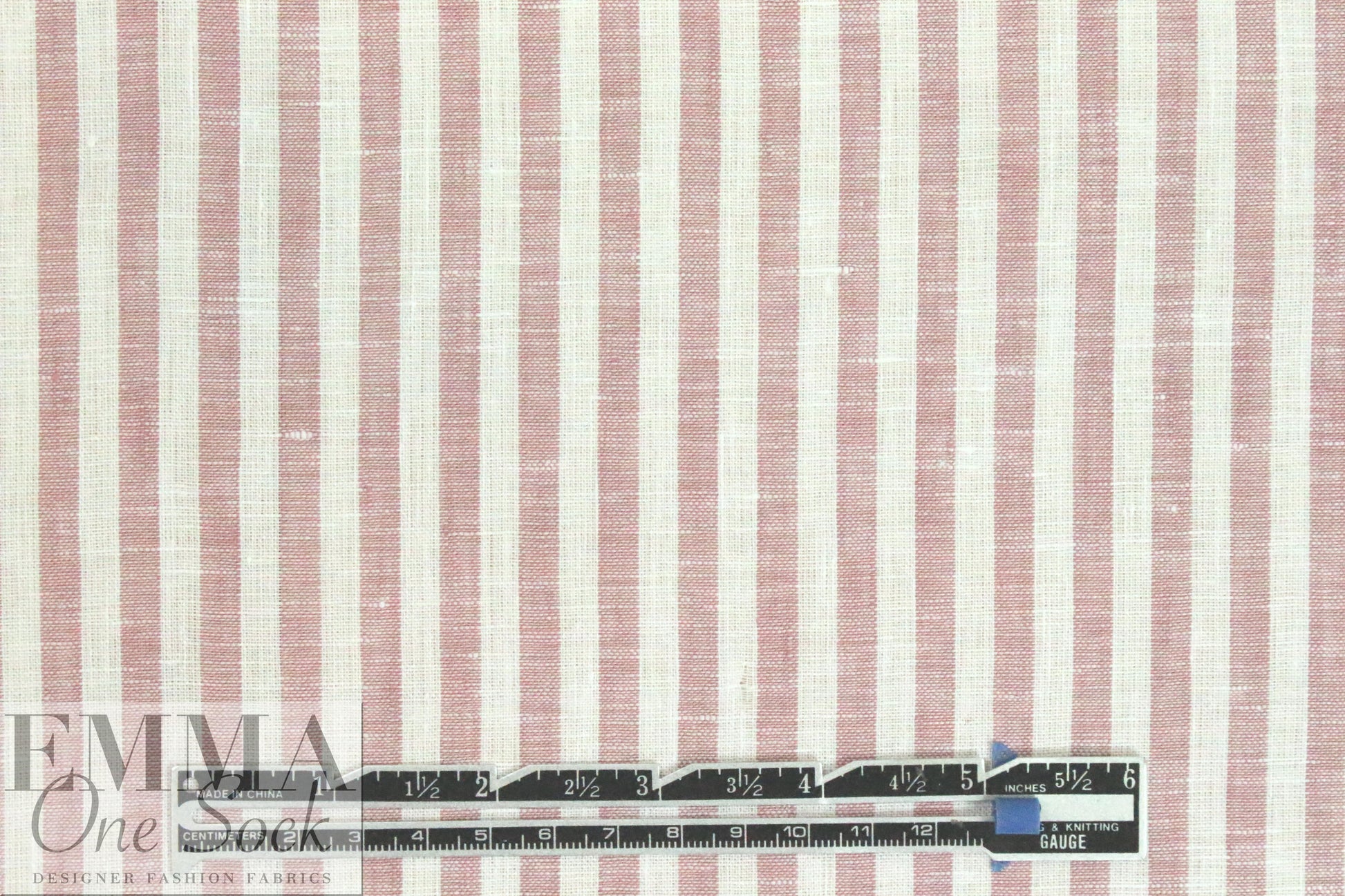 CA designer rouge/white stripe linen woven