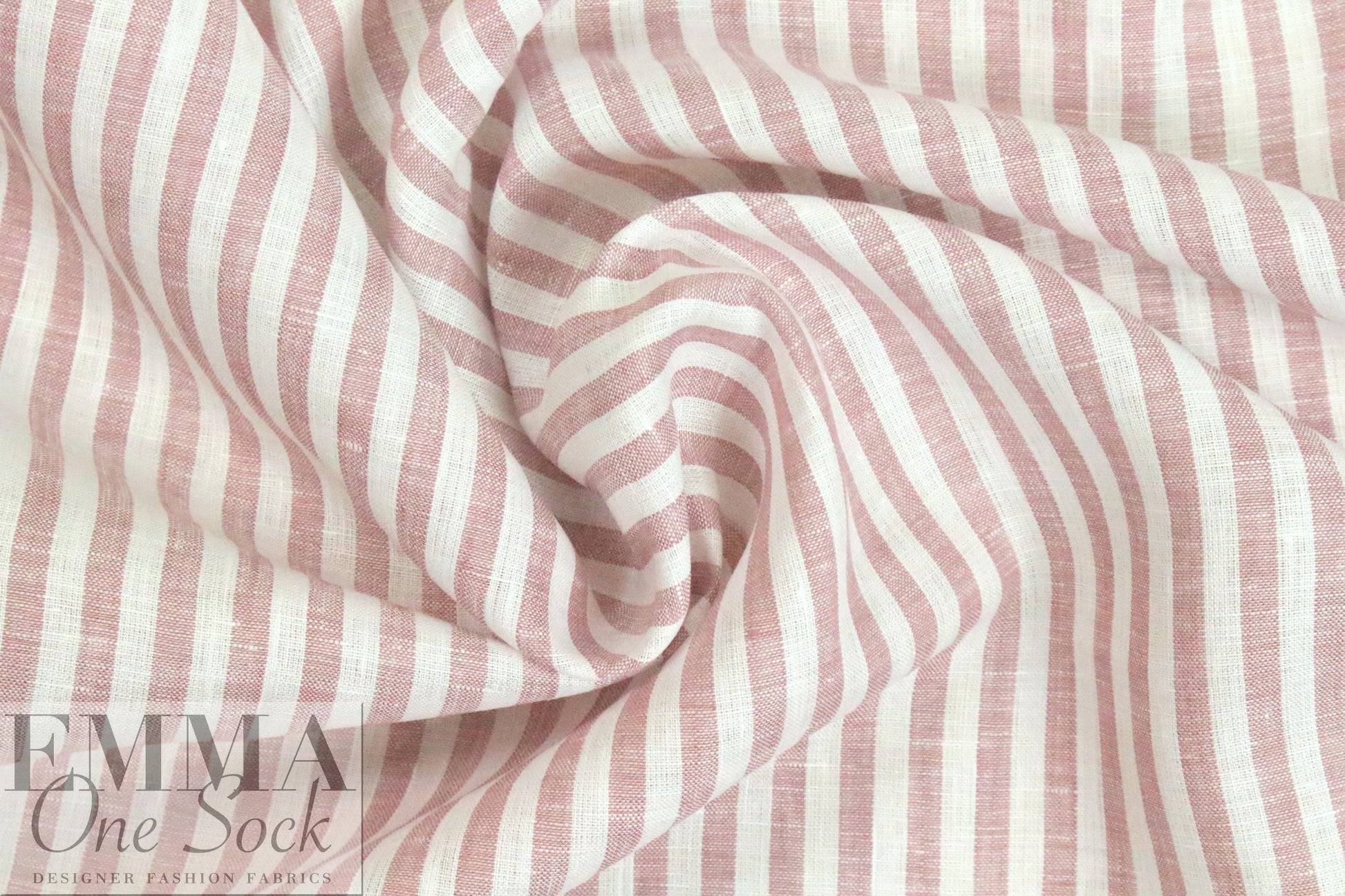 CA designer rouge/white stripe linen woven