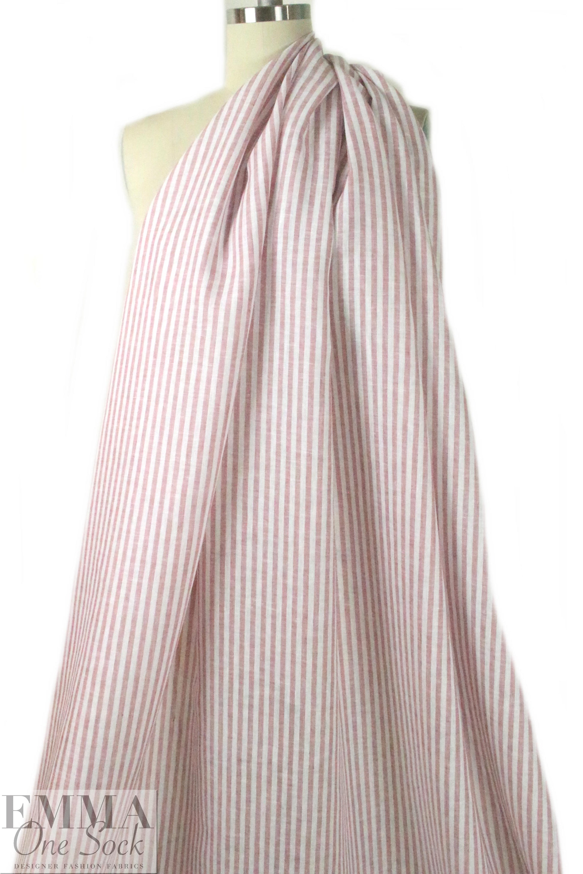 CA designer rouge/white stripe linen woven