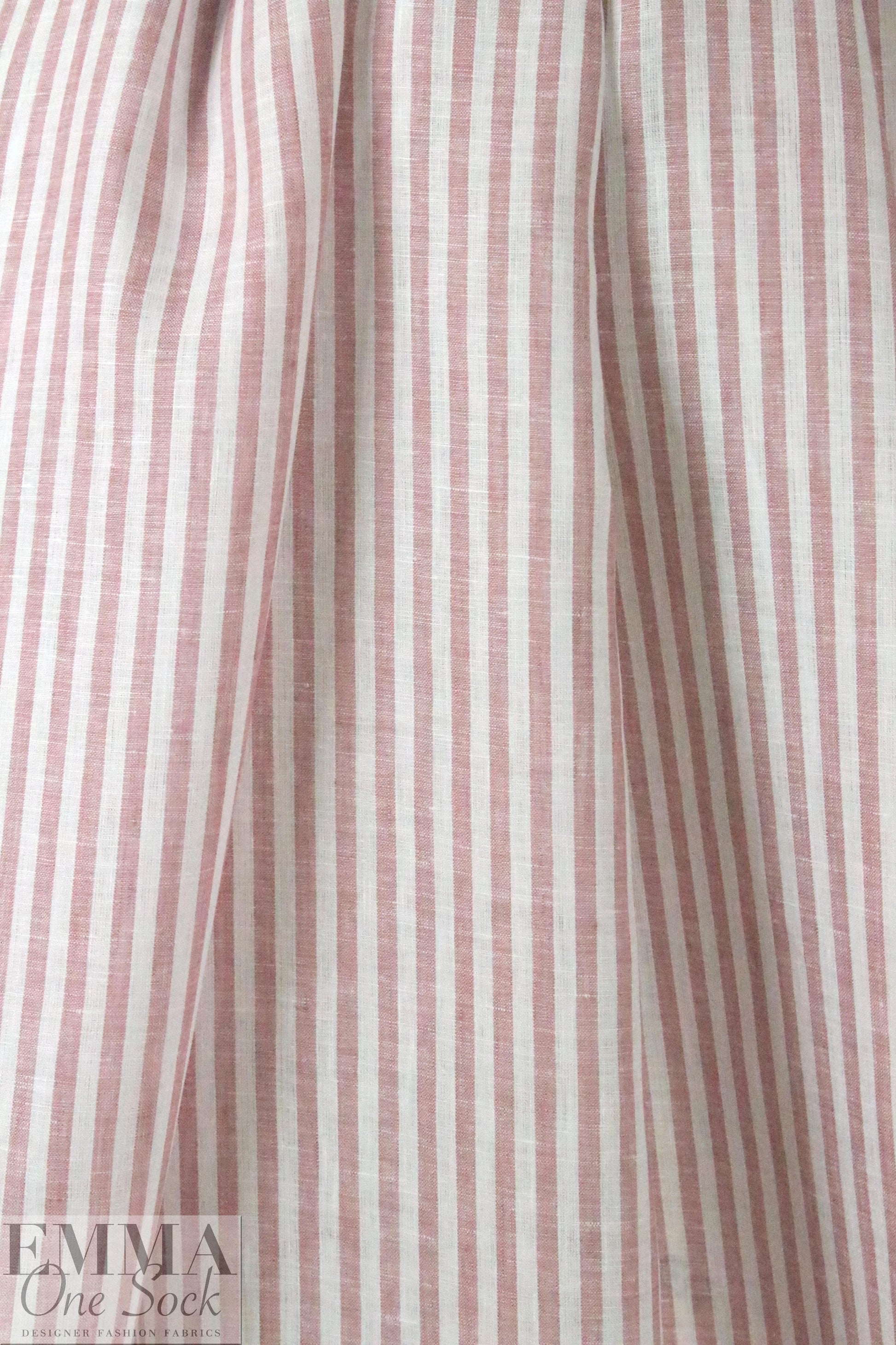 CA designer rouge/white stripe linen woven