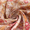 'Damask scroll' linen digital print - henna/butterscotch 2 yds