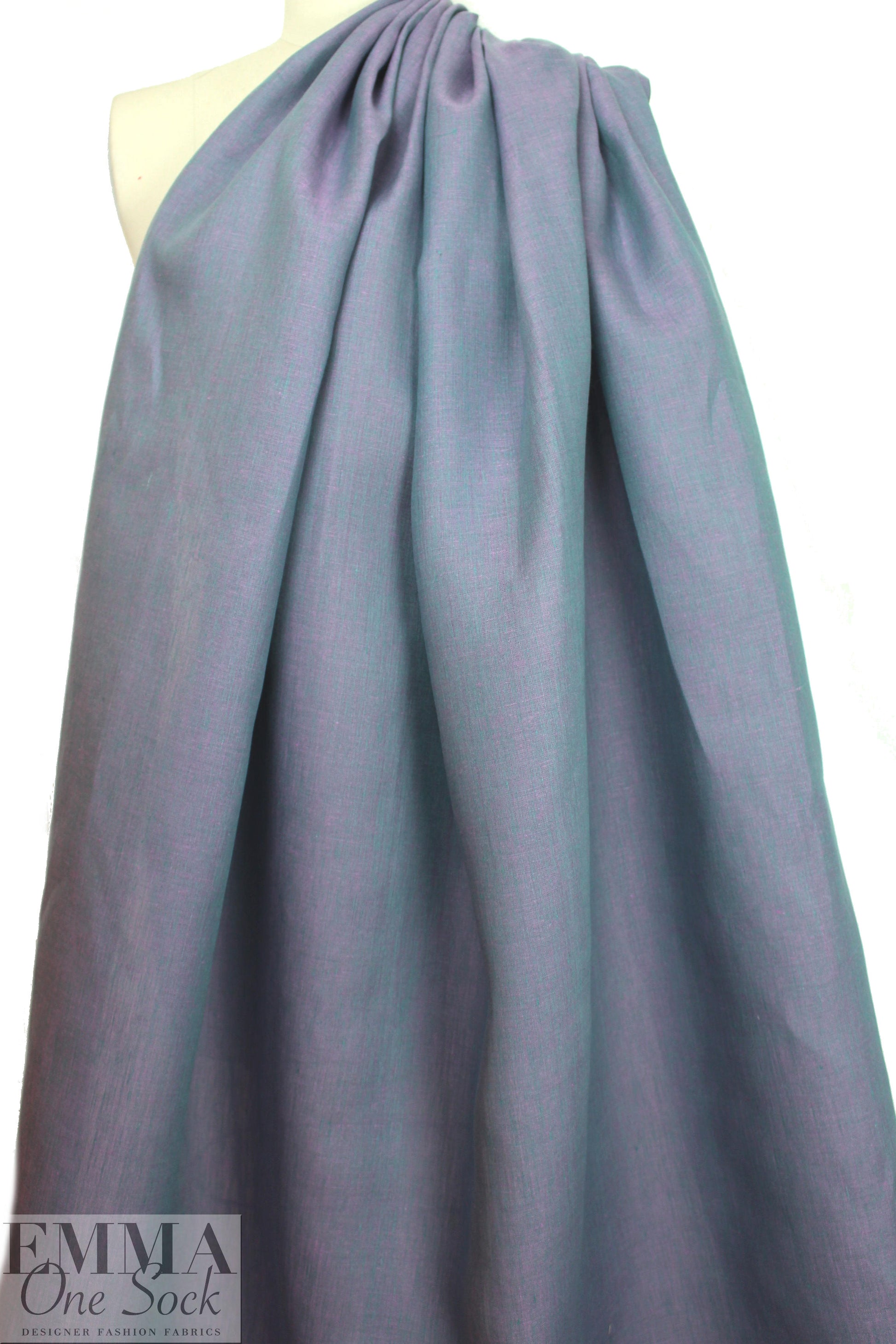 fine quality cross dye linen - teal/lilac pink 1 yard