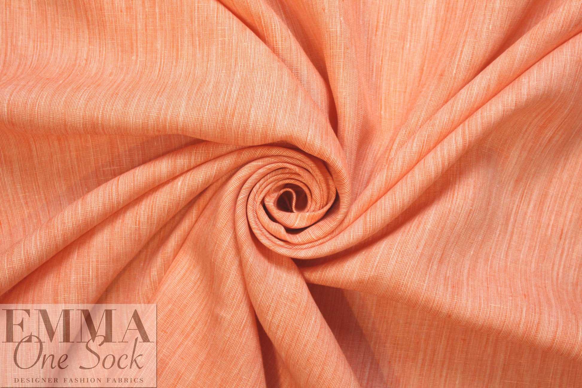 fine quality cross dye linen - tangerine/white