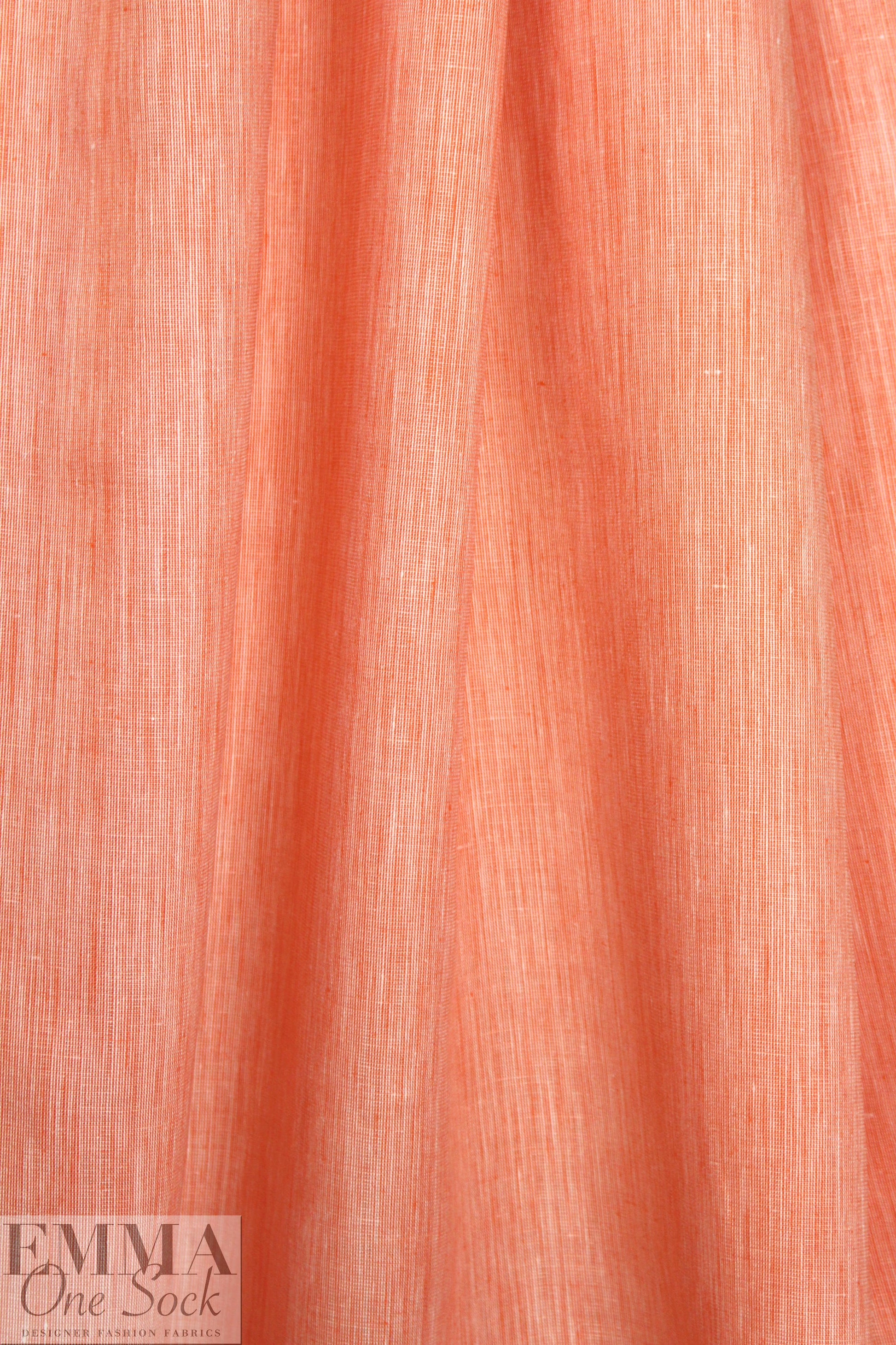 fine quality cross dye linen - tangerine/white