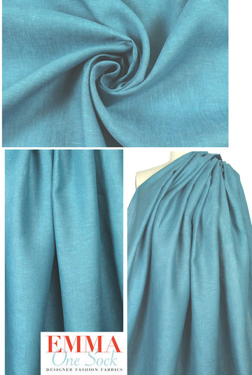 fine quality cross dye linen - two-tone teal 2 yds