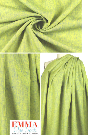 fine quality cross dye linen - yellow/royal 1 yard