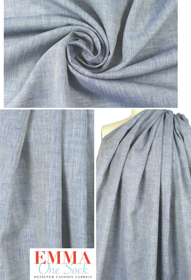 fine quality cross dye linen - blue/off white 2.125 yds