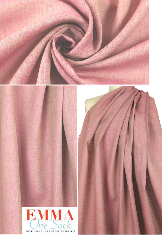 fine quality cross dye linen - hot pink/sand .75 yds