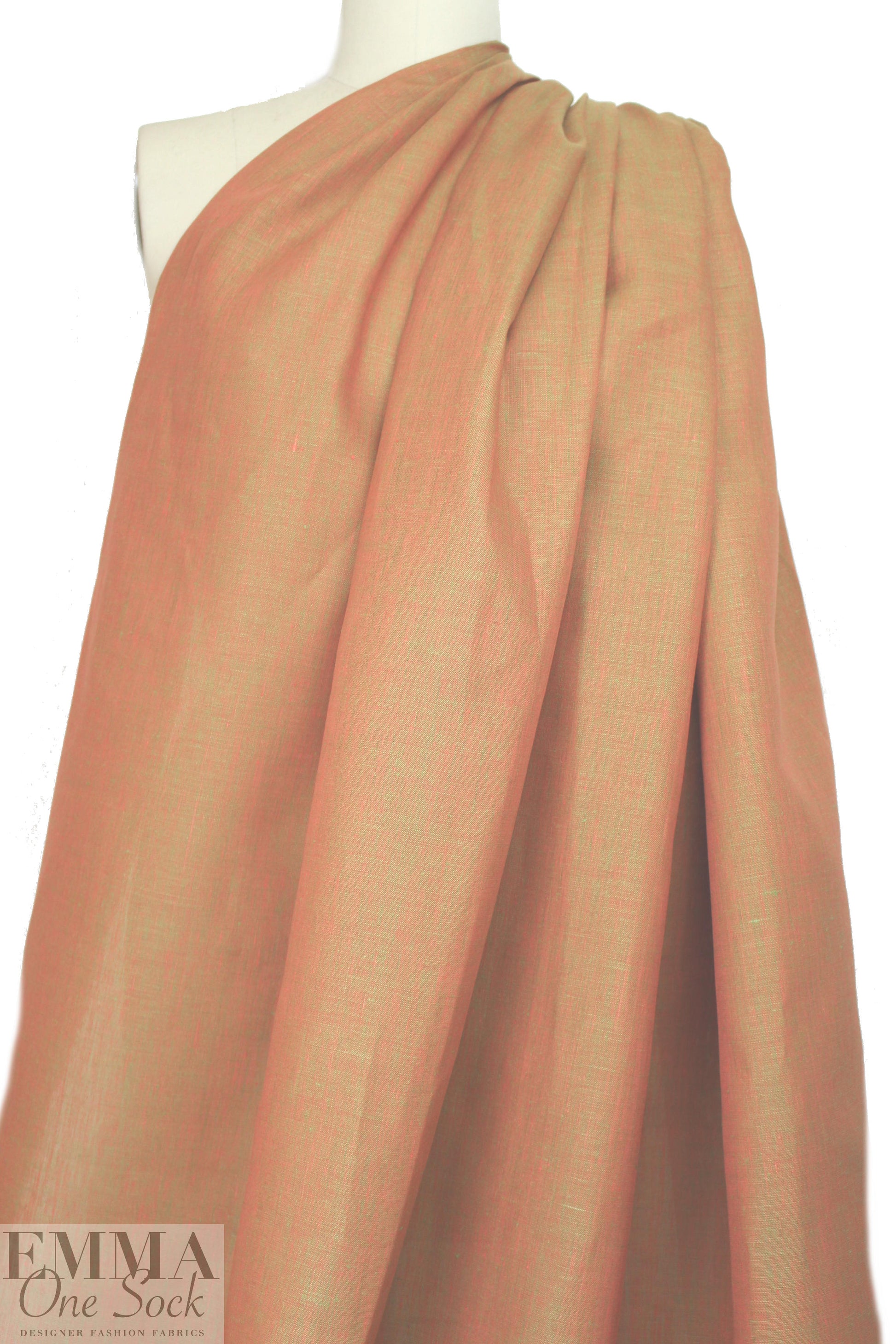 fine quality cross dye linen - orange/lime 1.75 yd