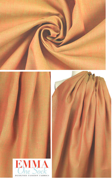 fine quality cross dye linen - orange/lime 1.66 yd