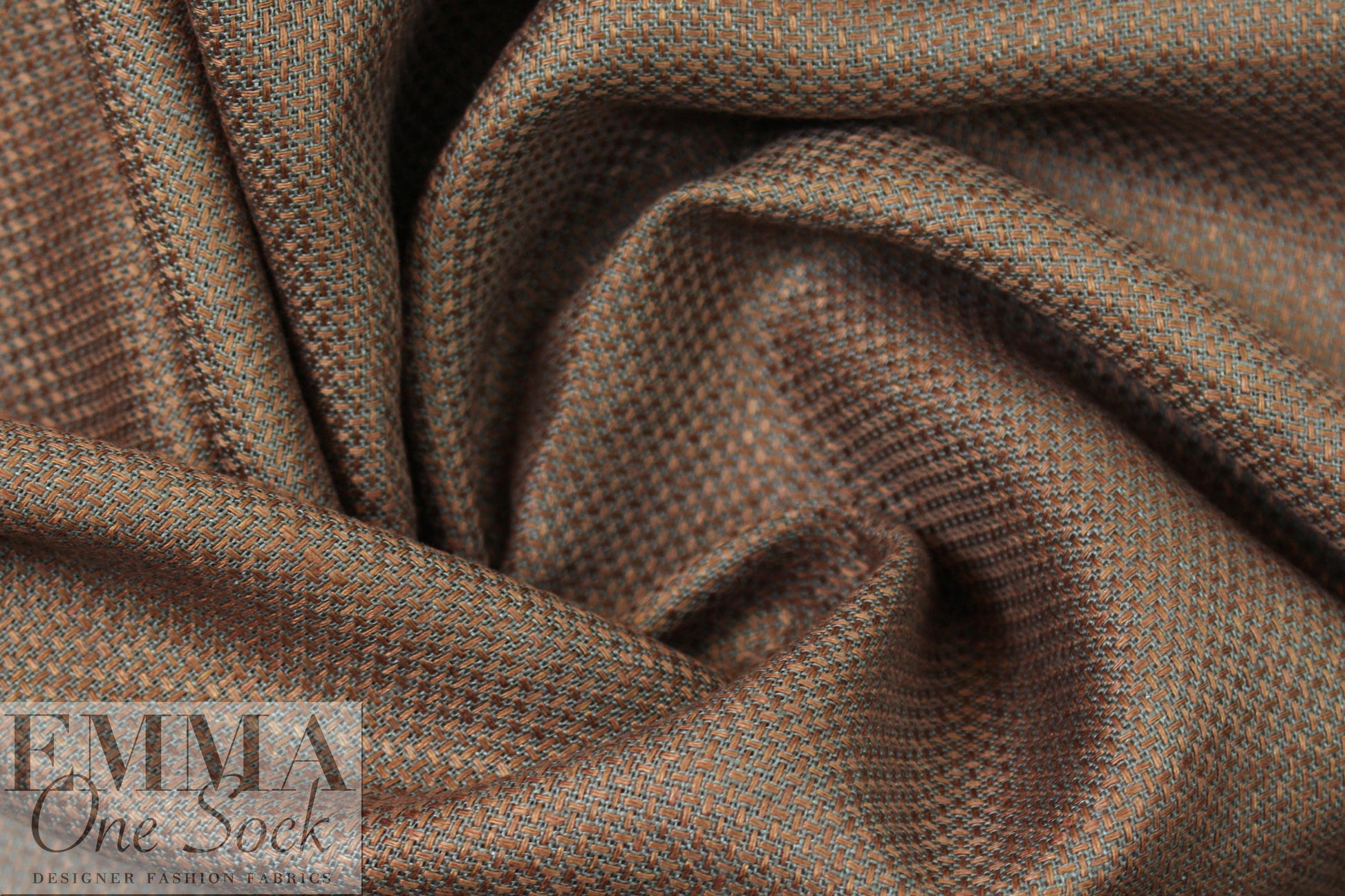 European medium weight basketweave linen - brunette/gray