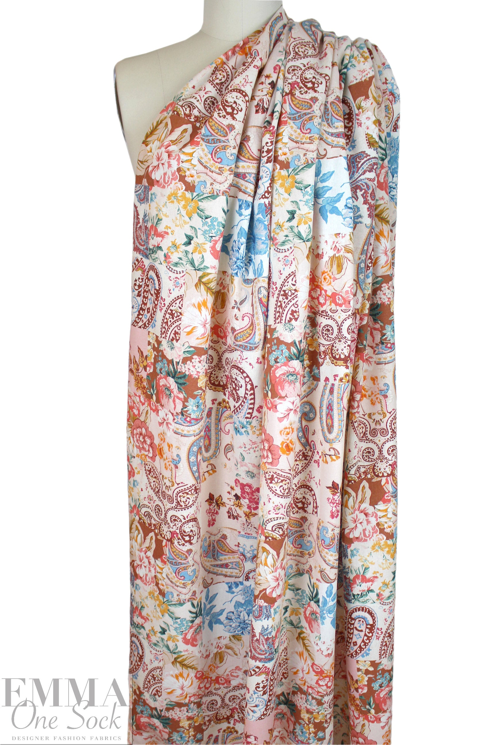 Etr0 floral patchwork linen/cotton blend woven