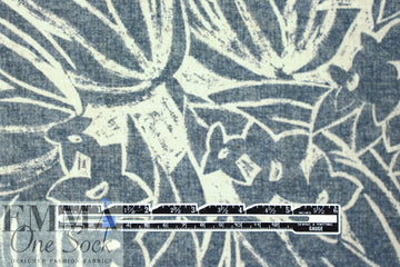 Italian 'woodcut flowers' lightweight cotton/linen woven .5 yds