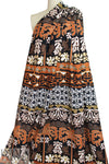Italian Ankara-inspired linen woven - adobe/umber/licorice 1.125 yds