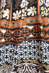 Italian Ankara-inspired linen woven - adobe/umber/licorice 1.125 yds