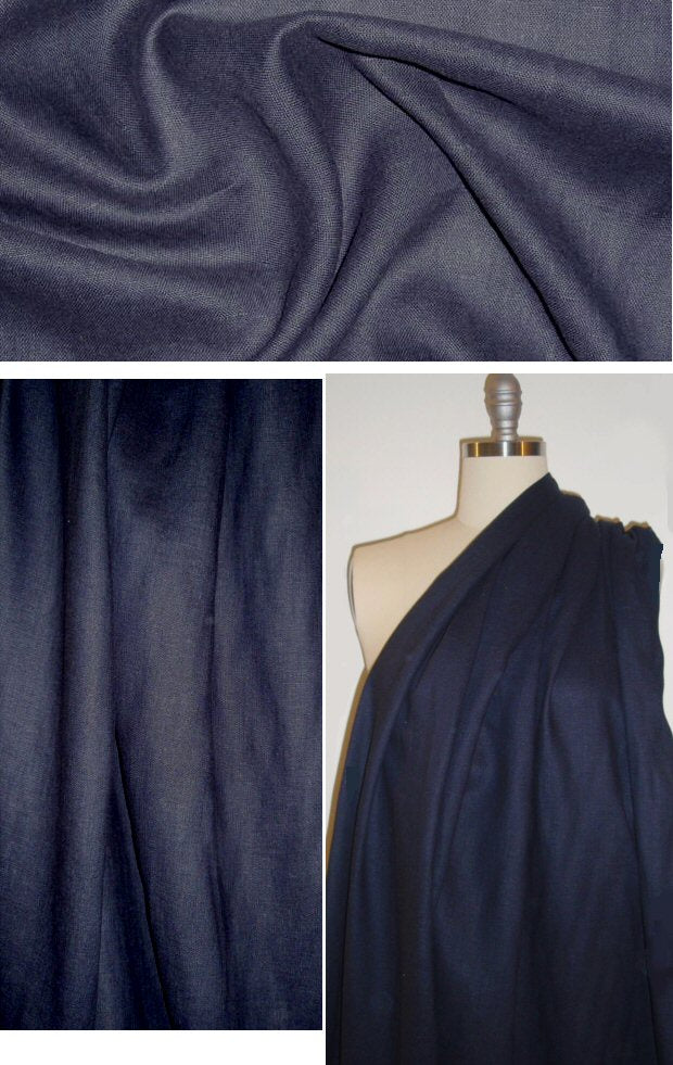 medium weight linen - dark navy 1.5 yd