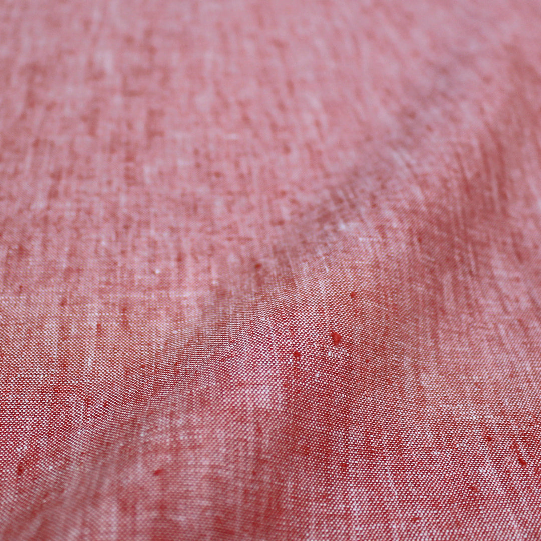 fine quality medium weight cross dye linen - red clay/white 2 yds