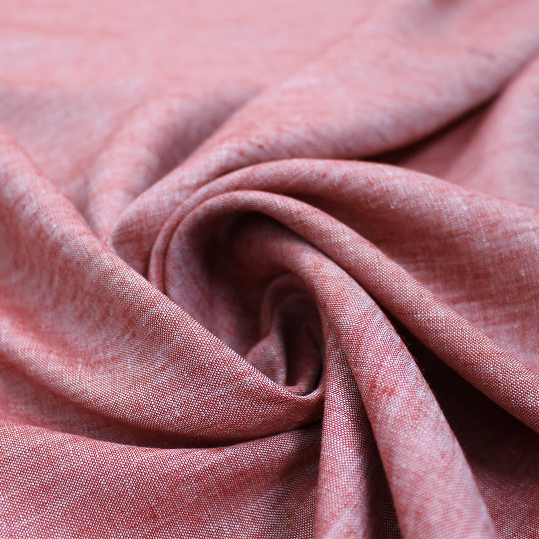 fine quality medium weight cross dye linen - red clay/white 1.25 yds