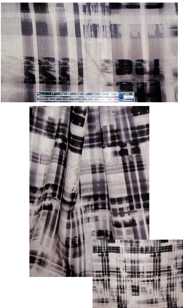 100% linen digital print - gray techno plaid 1.5 yd