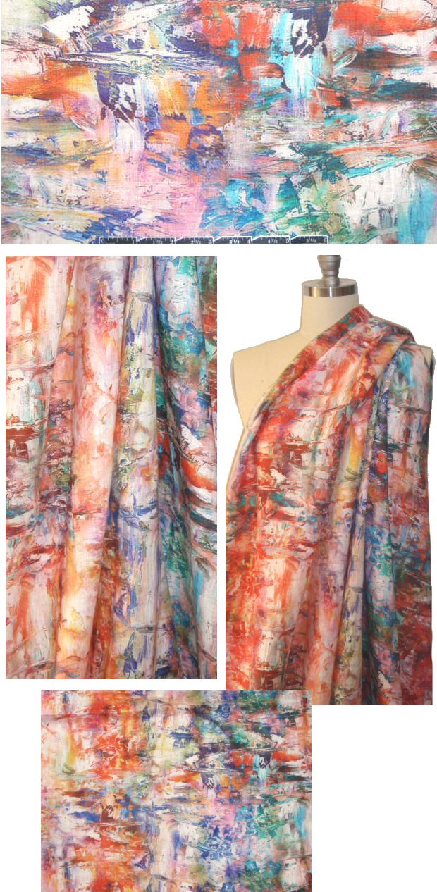 100% linen digital print - artist's palette .75 yds