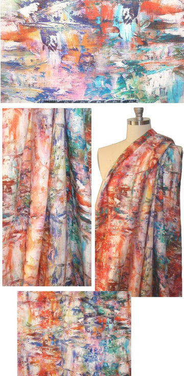 100% linen digital print - artist's palette 1.375 yds