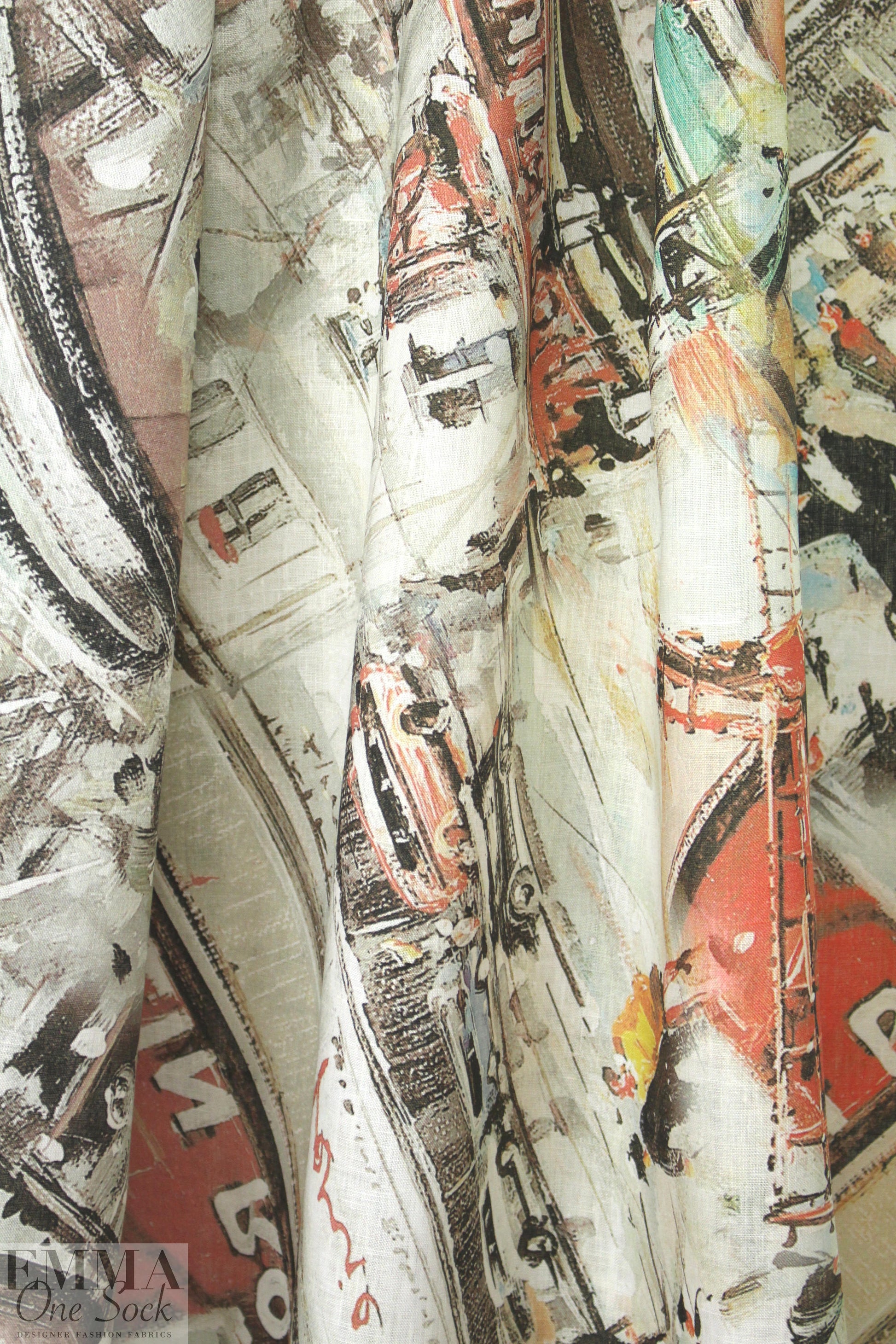 100% linen digital print - moulin rouge ombre .75 yds