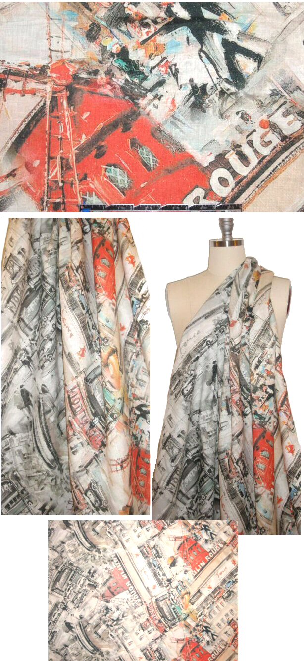 100% linen digital print - moulin rouge ombre .75 yds