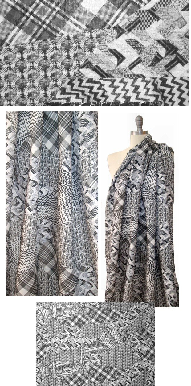 100% linen digital print - graphic montage 1.375 yd