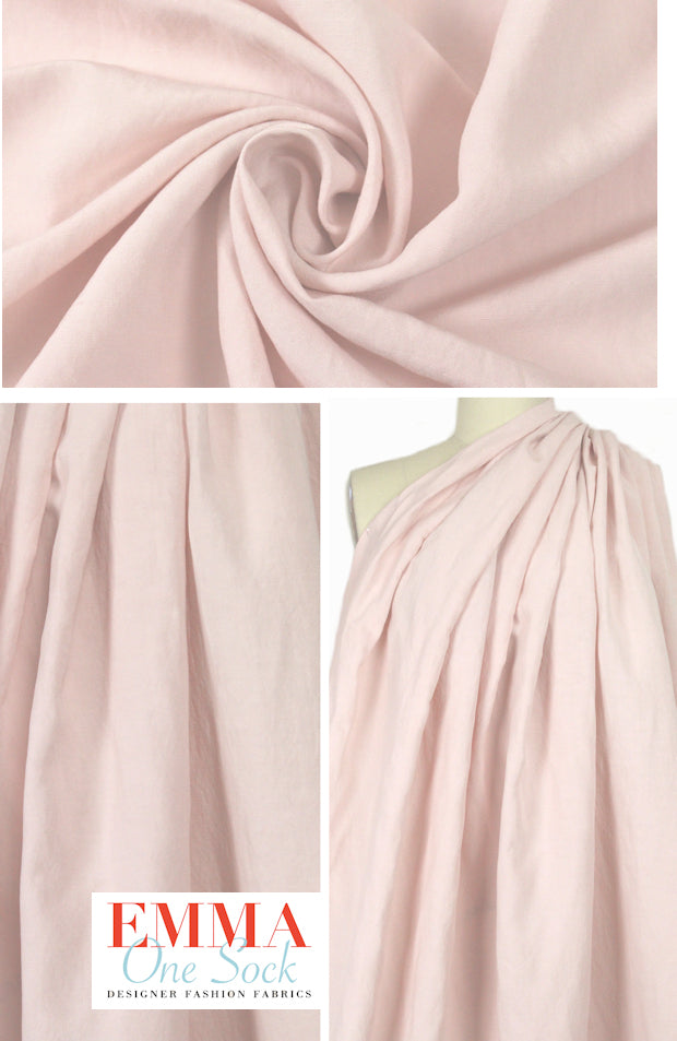 'bizet' slubby light weight linen - pale pink blush 1.66 yds