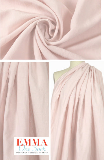 'bizet' slubby light weight linen - pale pink blush 1.66 yds