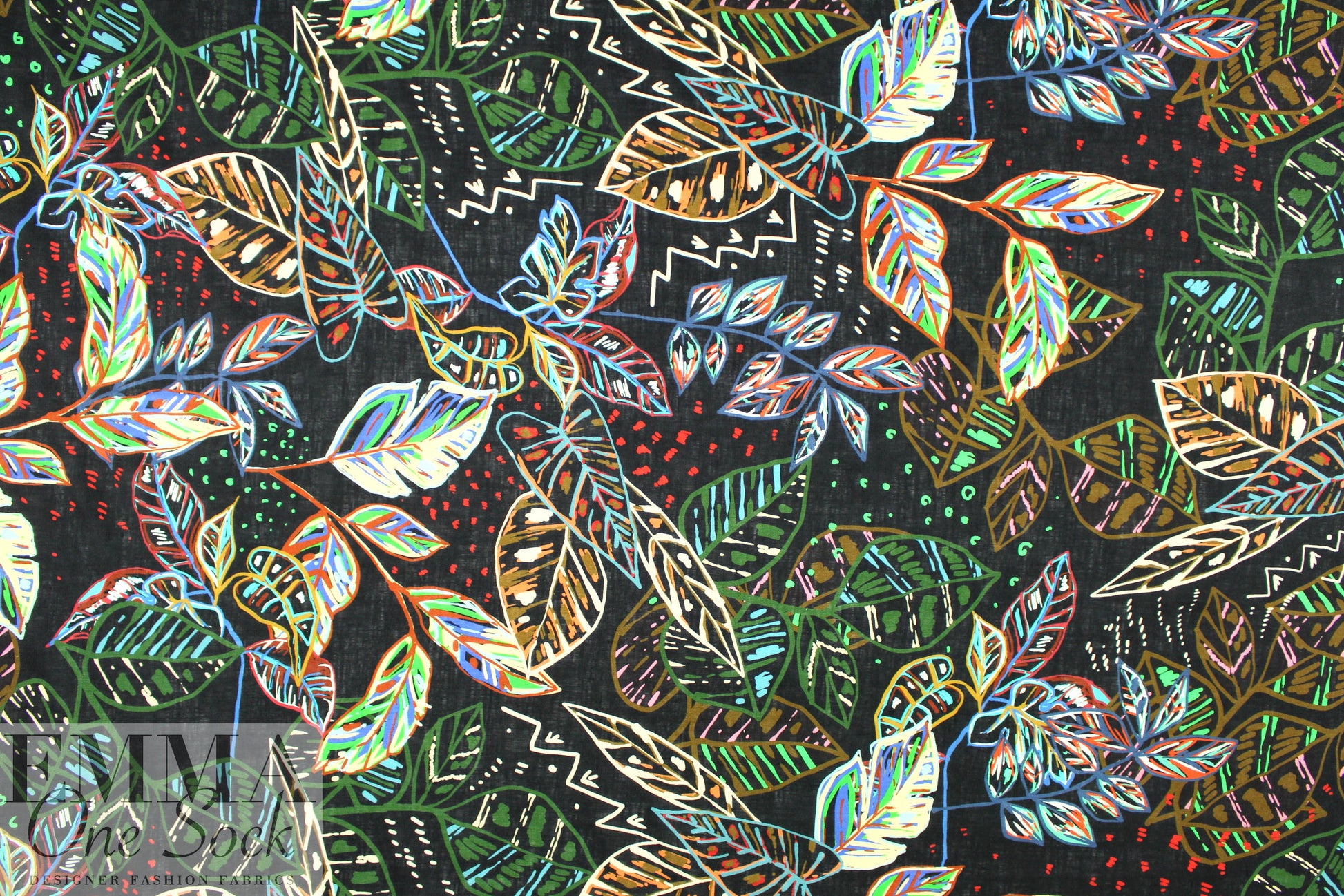 100% linen digital print - chalky leaves .66 yds