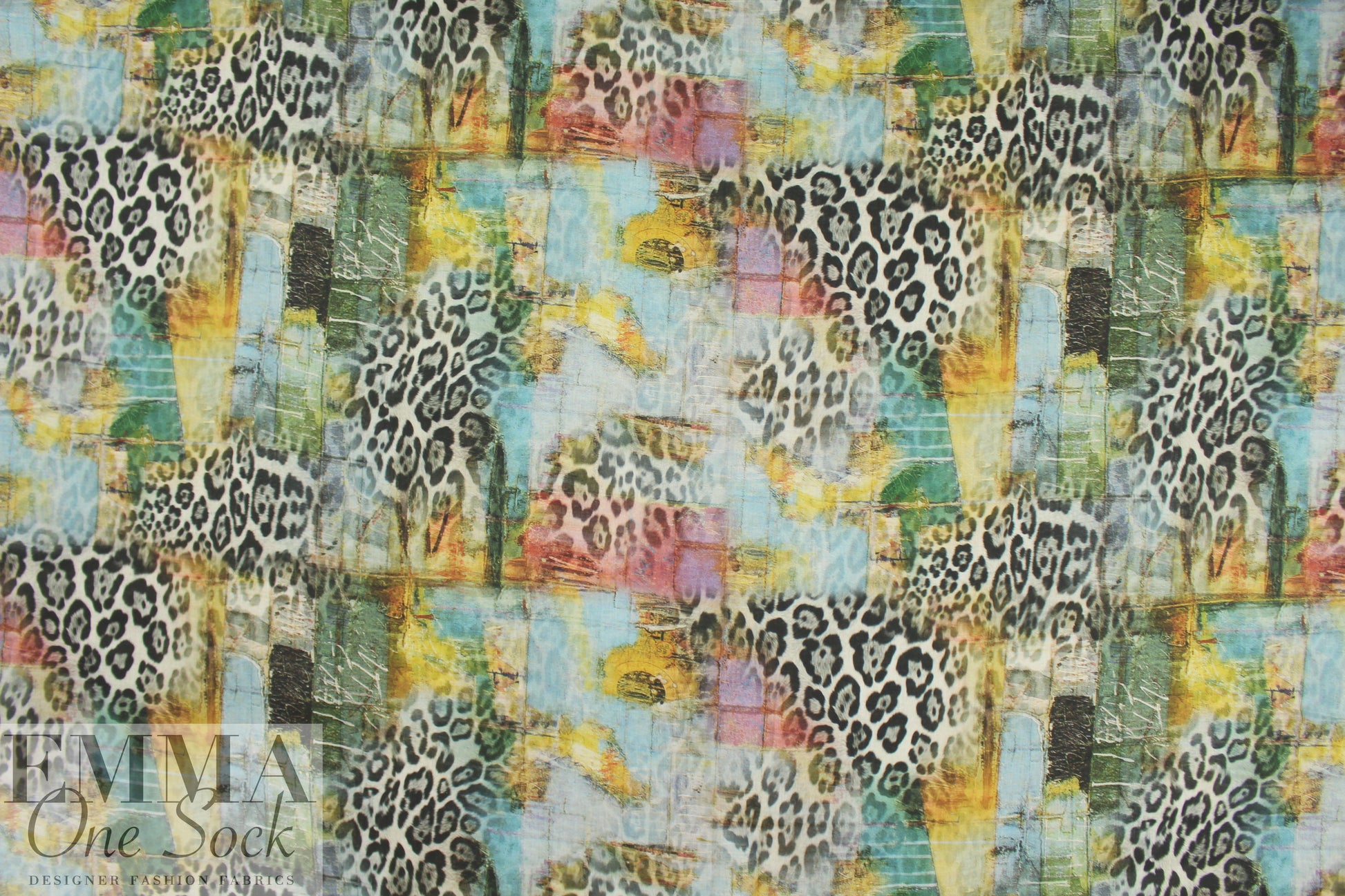 100% linen digital print - animal graphic montage