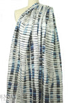 100% linen digital print - edgy indigo grid