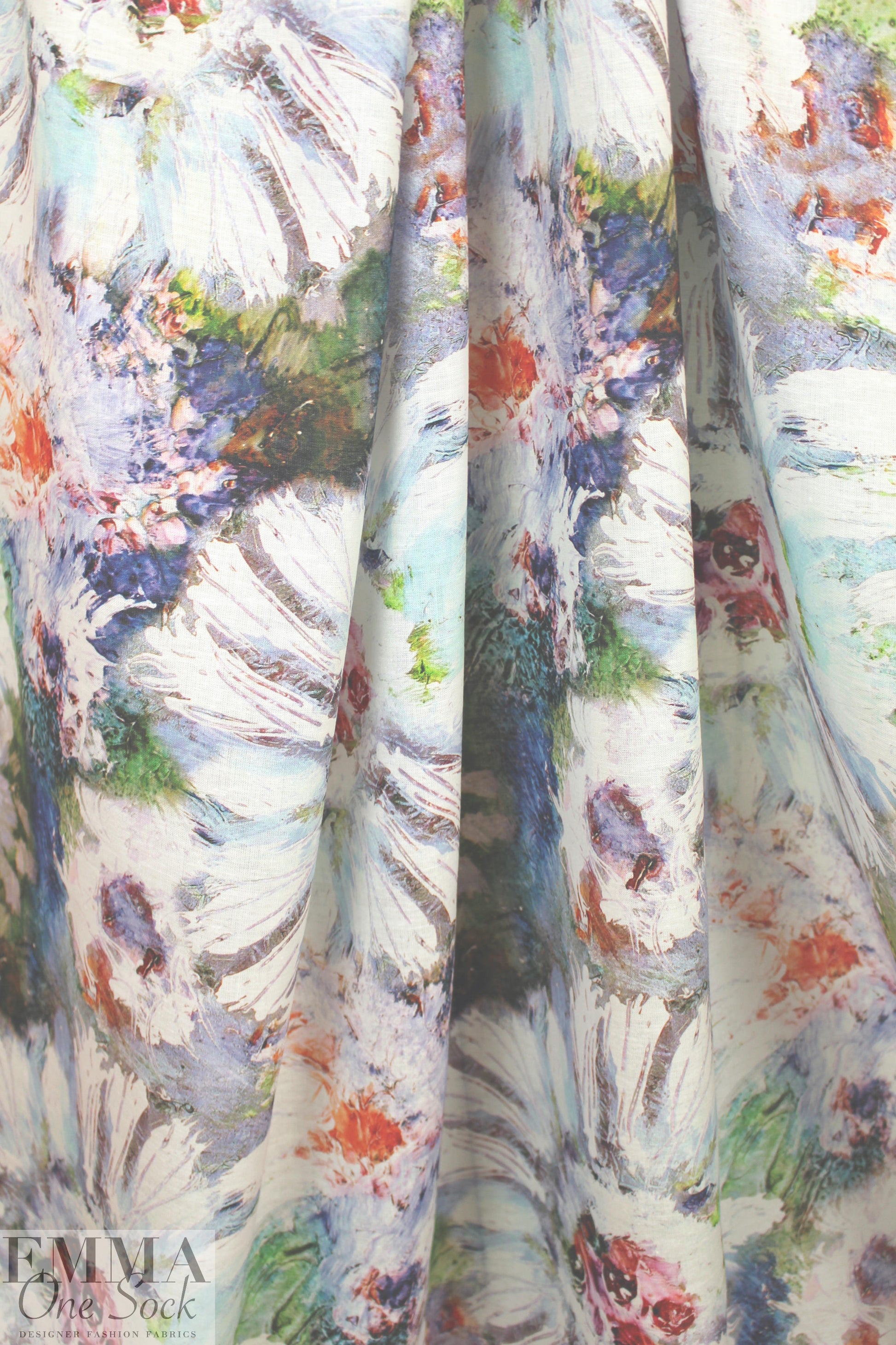 100% linen digital print - oversized painterly floral