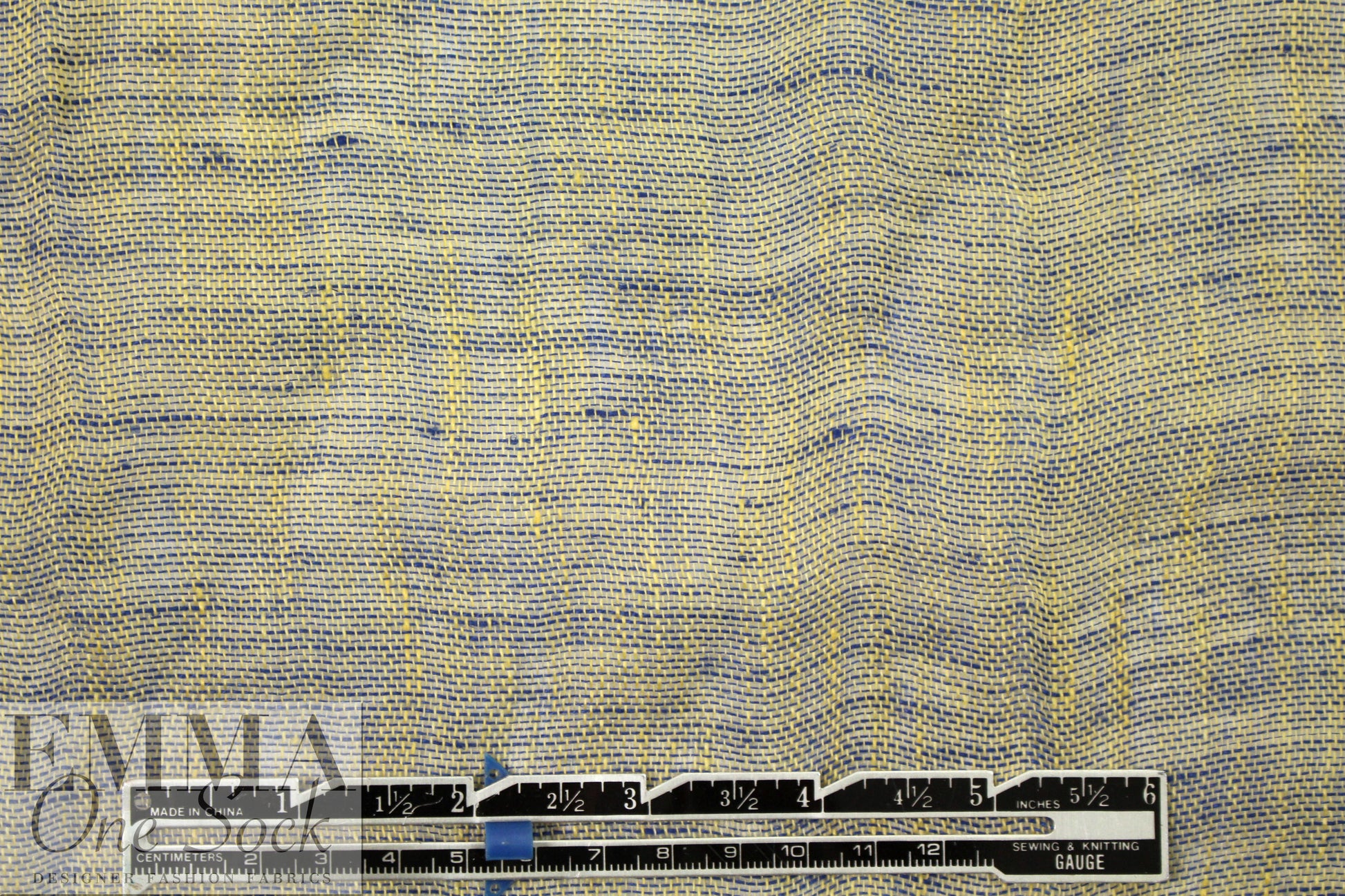 fine quality open weave cross dye linen - cobalt/yellow 1.875 yd
