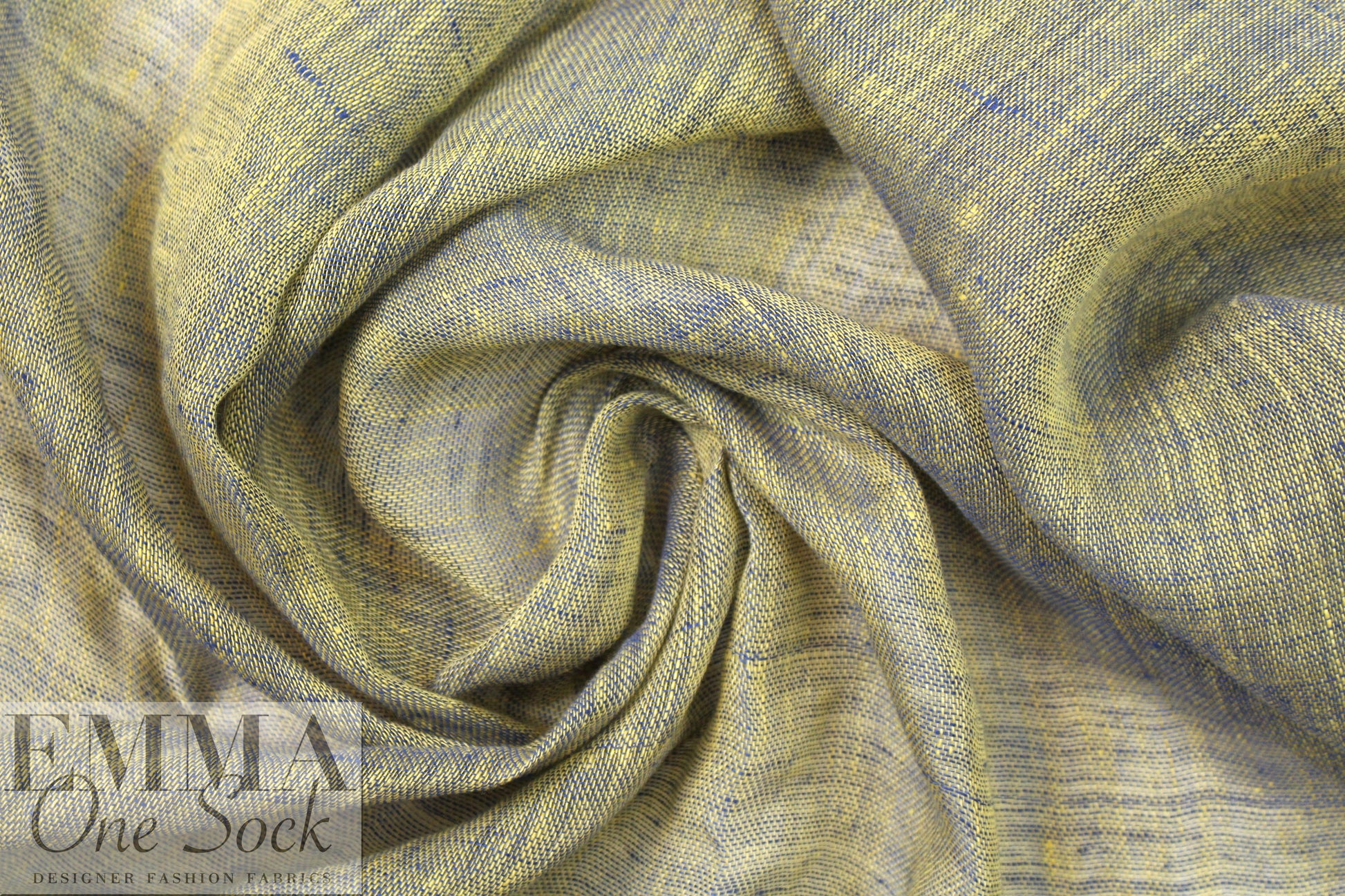 fine quality open weave cross dye linen - cobalt/yellow 1.875 yd