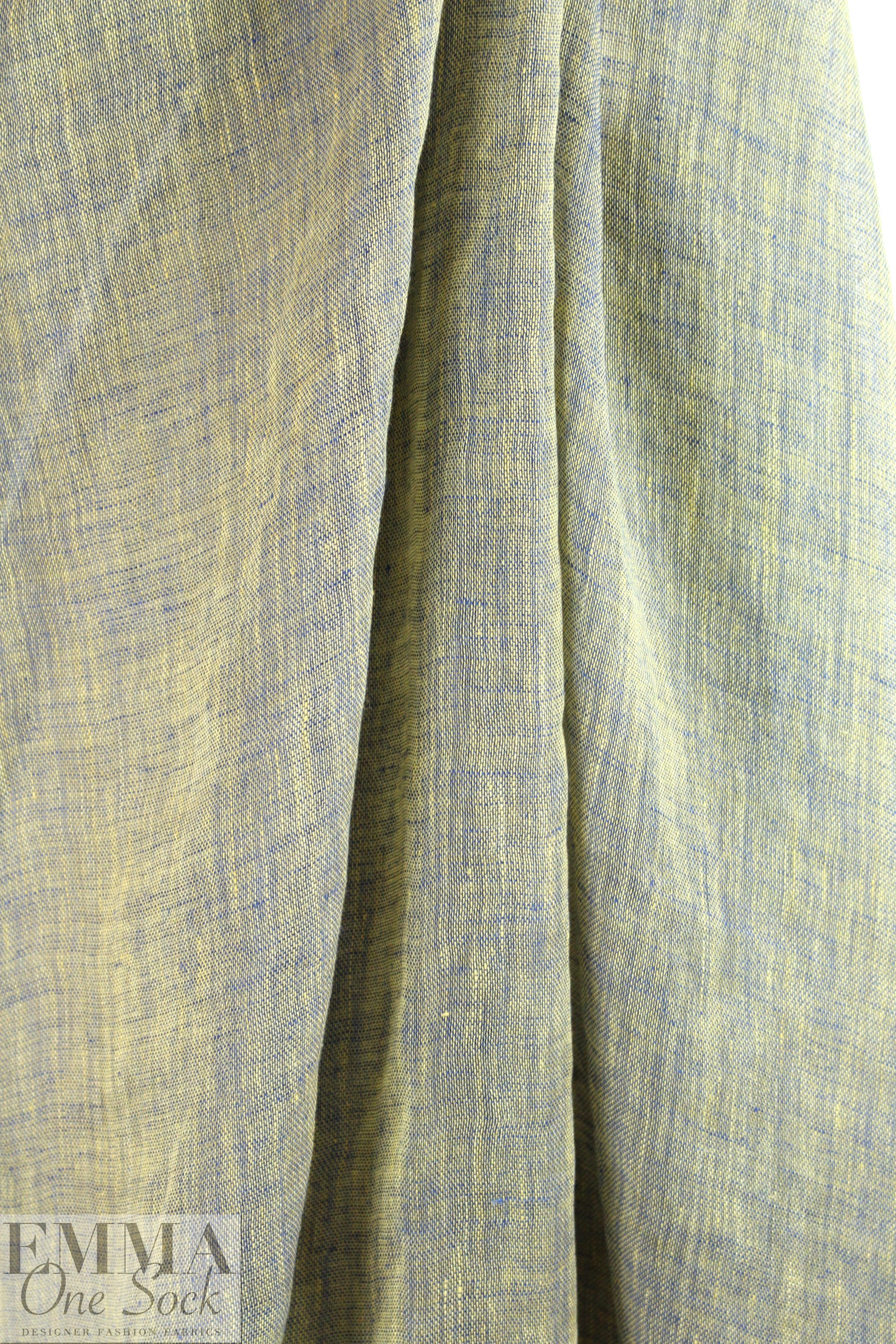 fine quality open weave cross dye linen - cobalt/yellow 1.875 yd