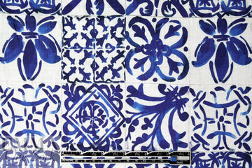 100% linen digital print - Moroccan tile