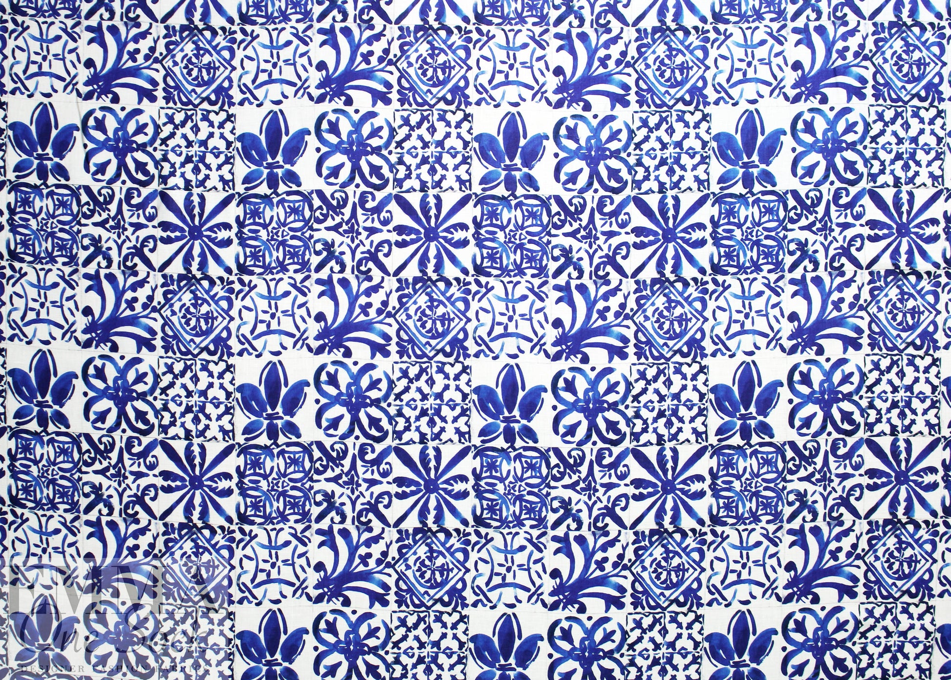 100% linen digital print - Moroccan tile