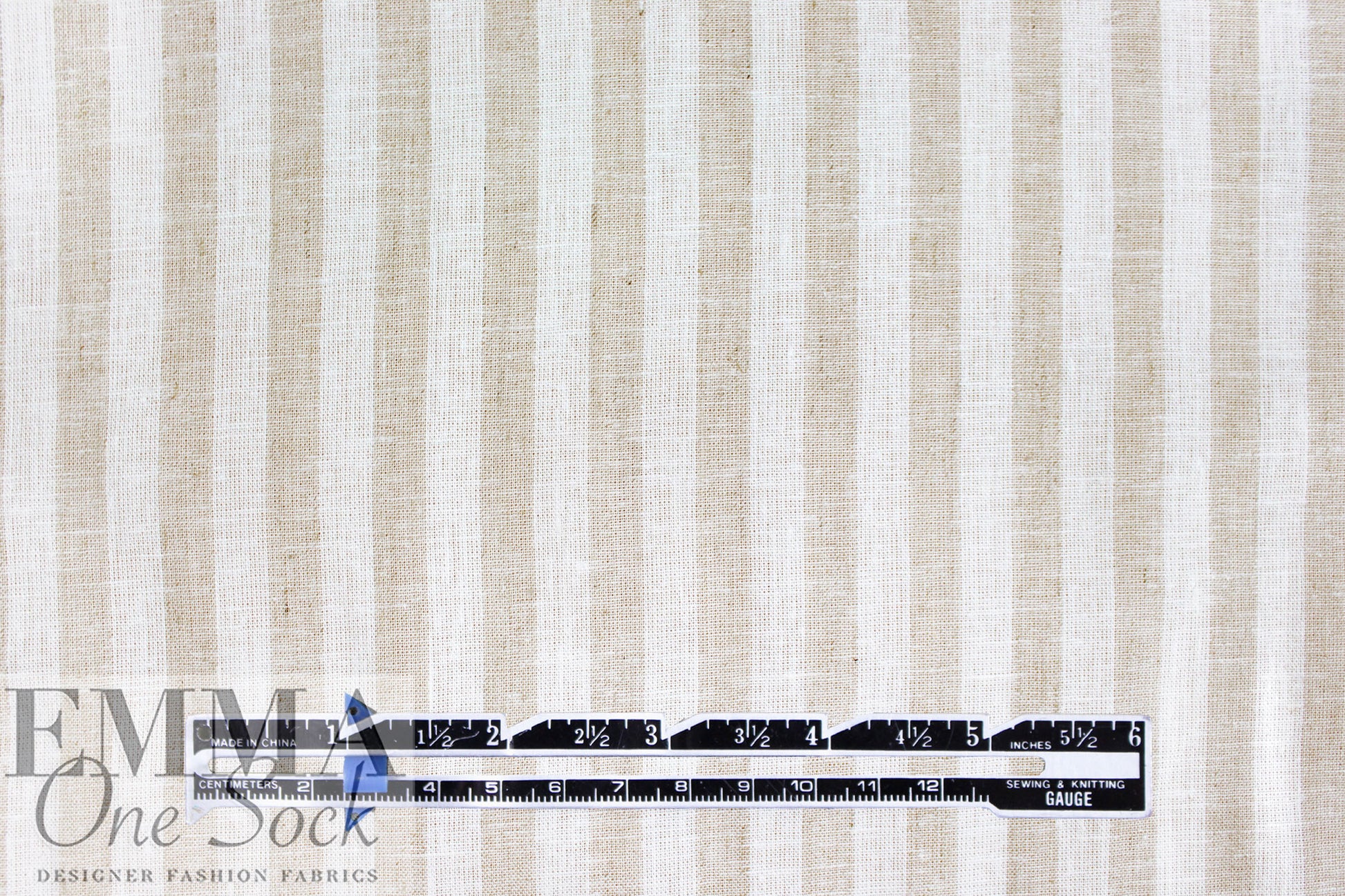 coastal stripe linen/rayon woven - beige/soft white .625 yds