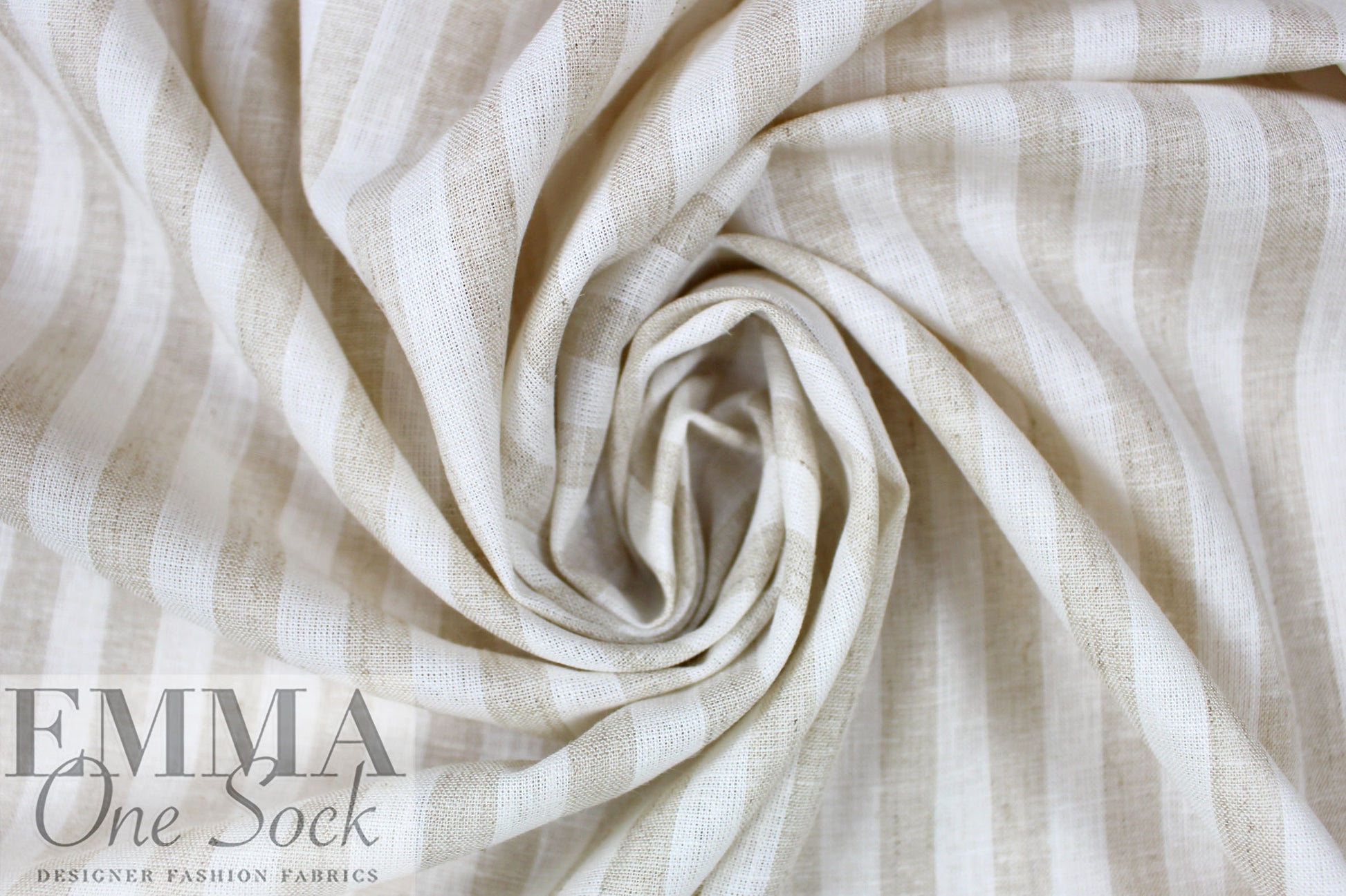 coastal stripe linen/rayon woven - beige/soft white .625 yds