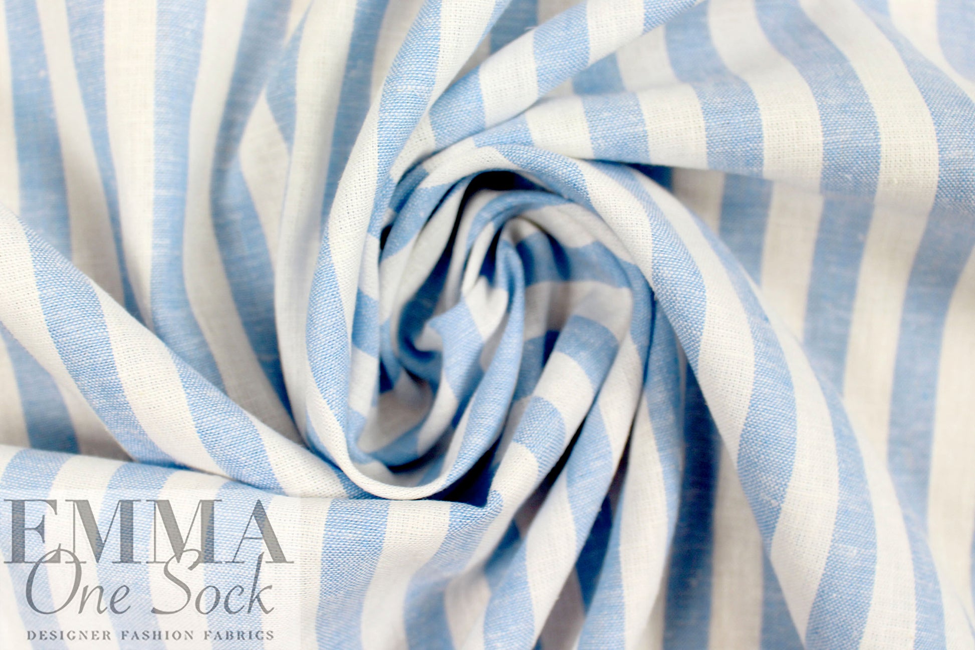 coastal stripe linen/rayon woven - chambray blue/soft white 2.25 yd