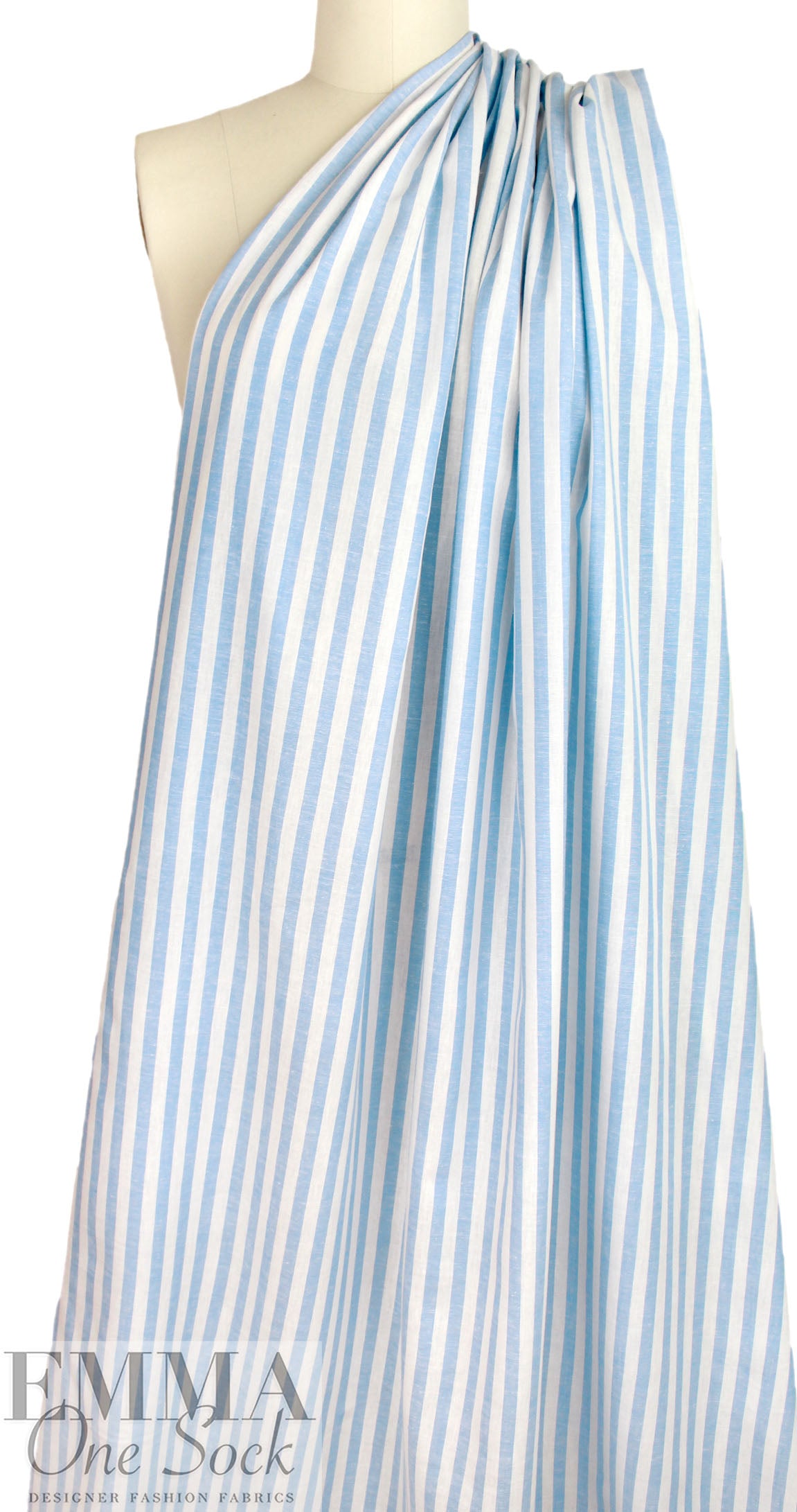 coastal stripe linen/rayon woven - chambray blue/soft white 2.25 yd