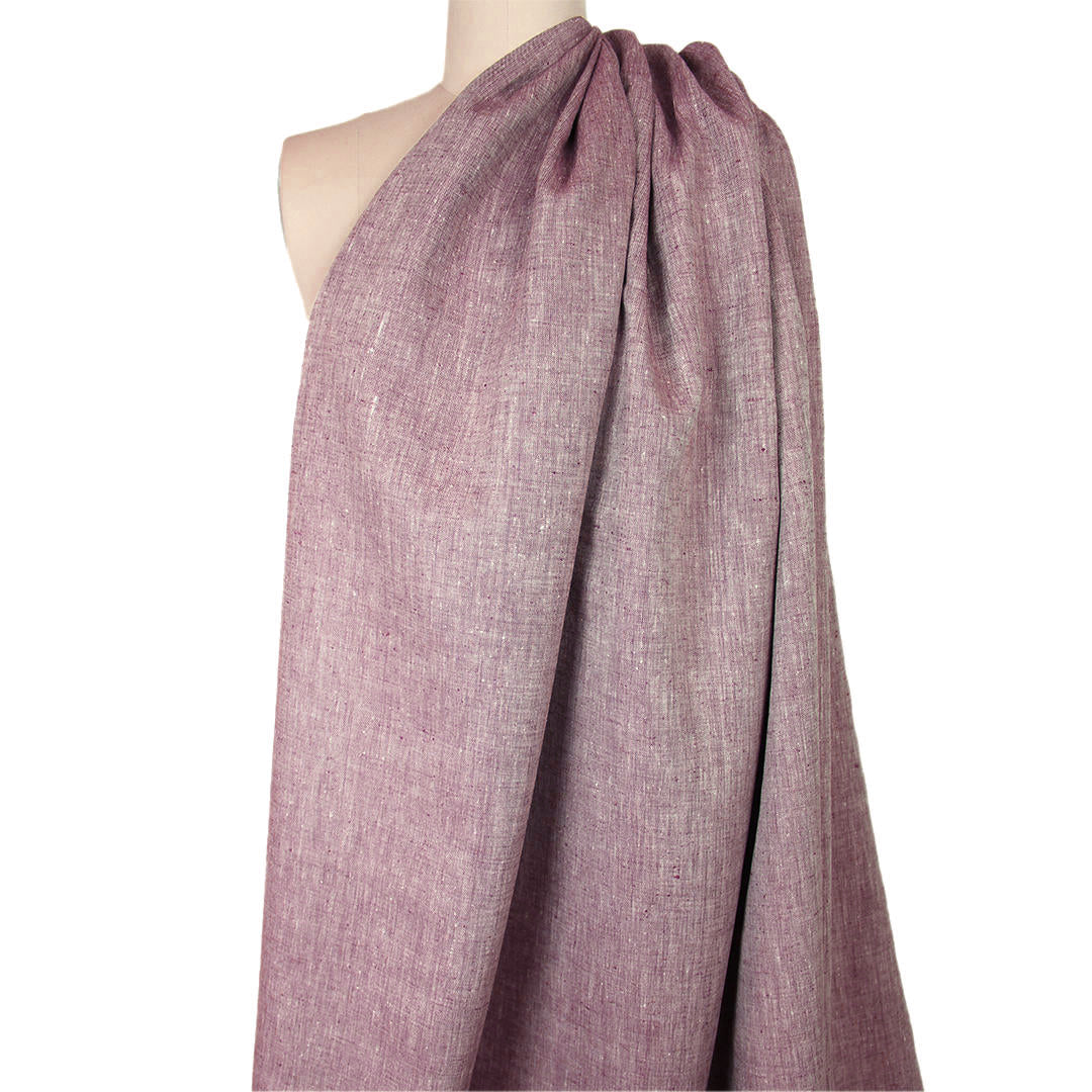 linen/cotton medium weight cross dye woven - wine/white .75 yds