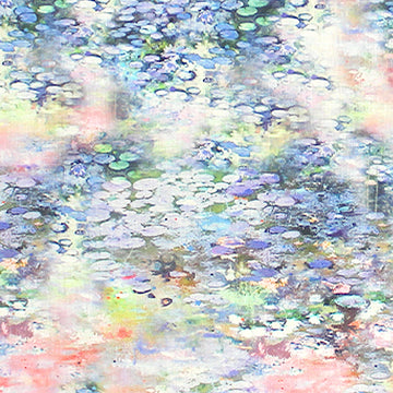 100% linen digital print - impressionistic water lilies 1.25 yds