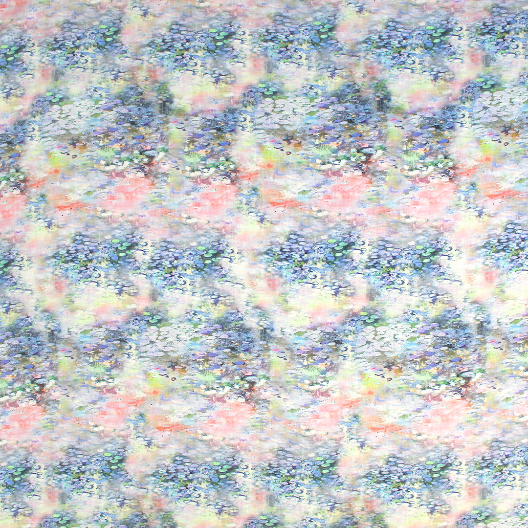 100% linen digital print - impressionistic water lilies 2 yd