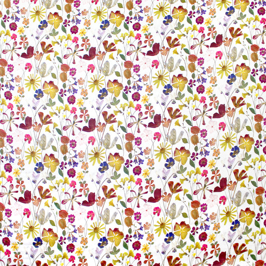 100% linen digital print - pressed wildflowers