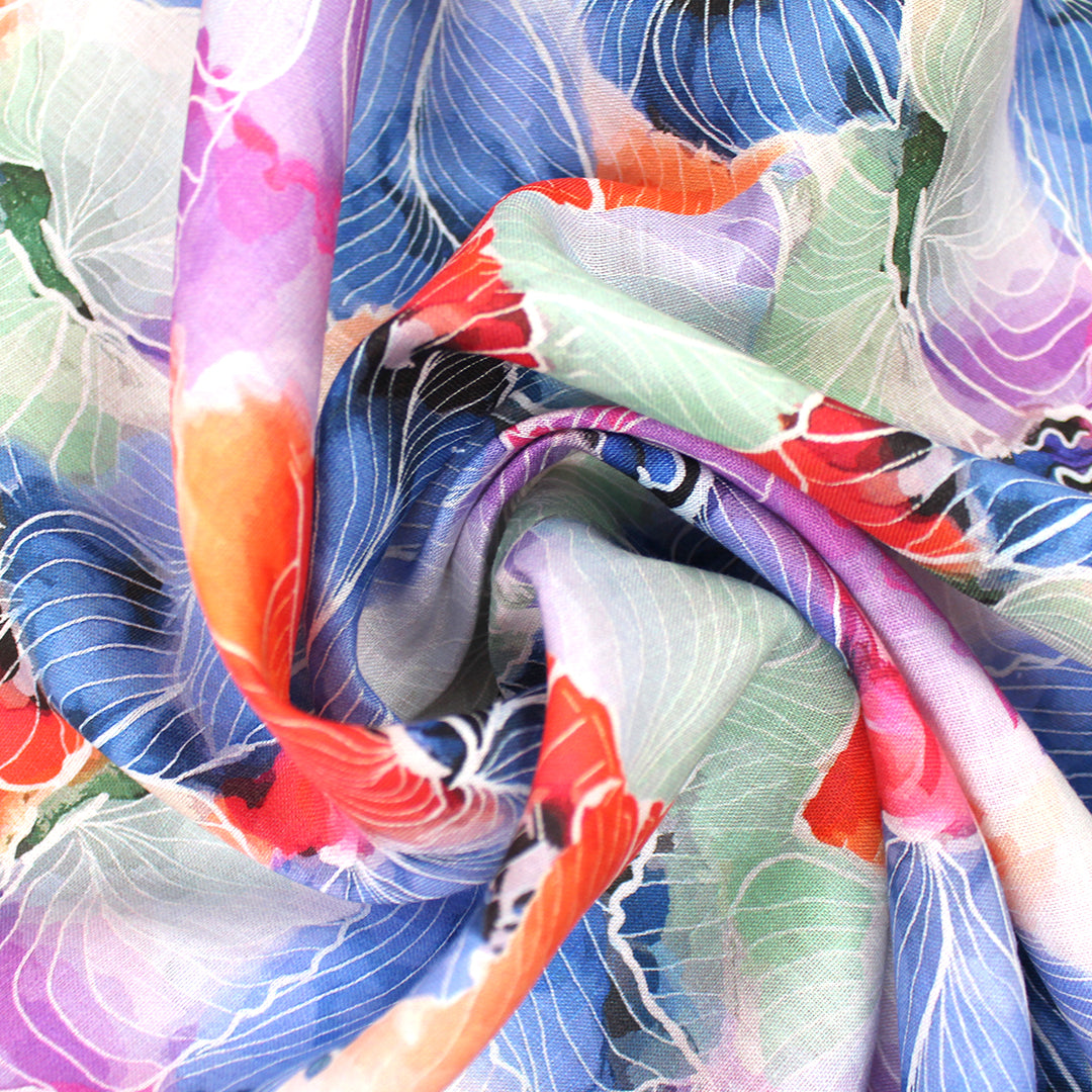 100% linen digital print - painted petals .625 yds