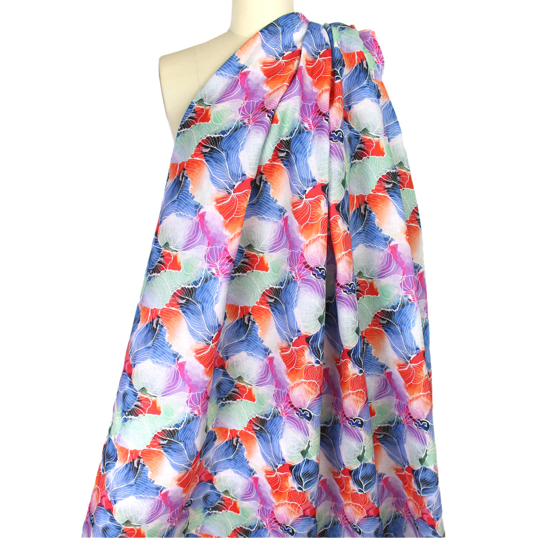 100% linen digital print - painted petals 1.5 yd