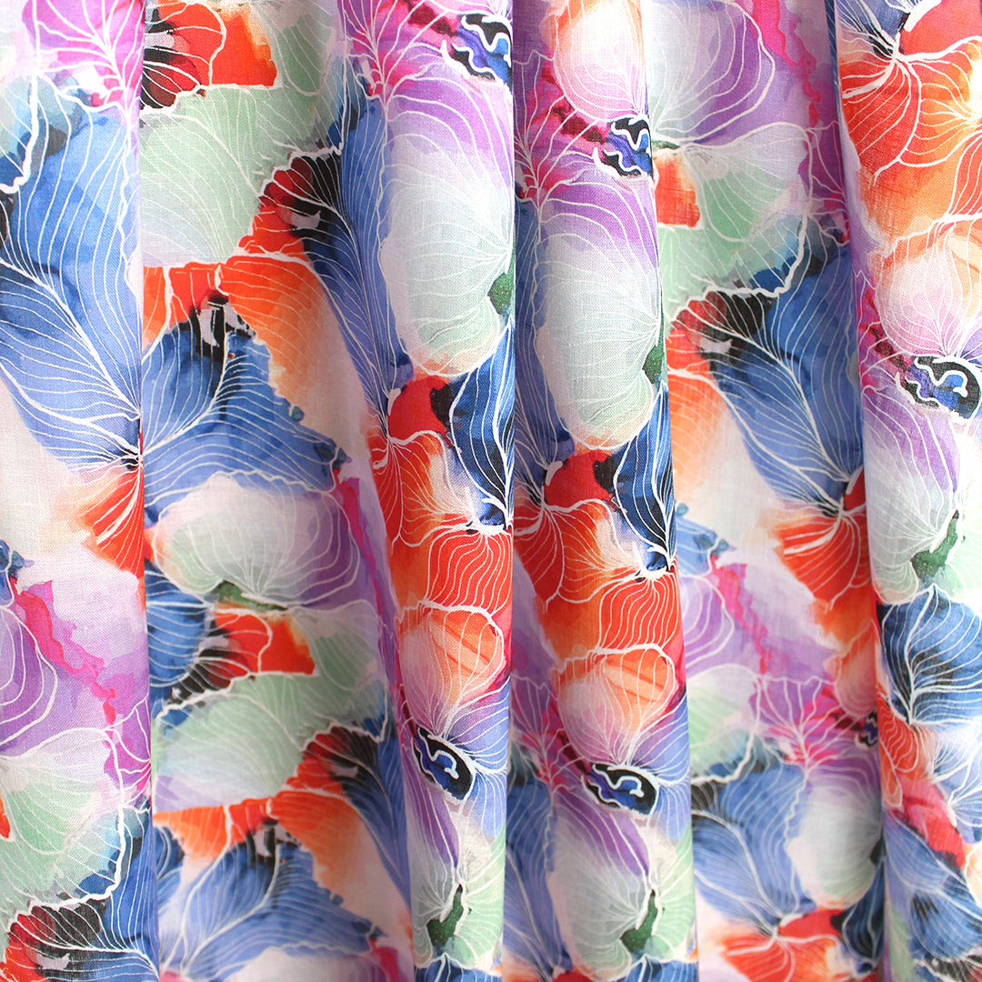 100% linen digital print - painted petals 1.5 yd